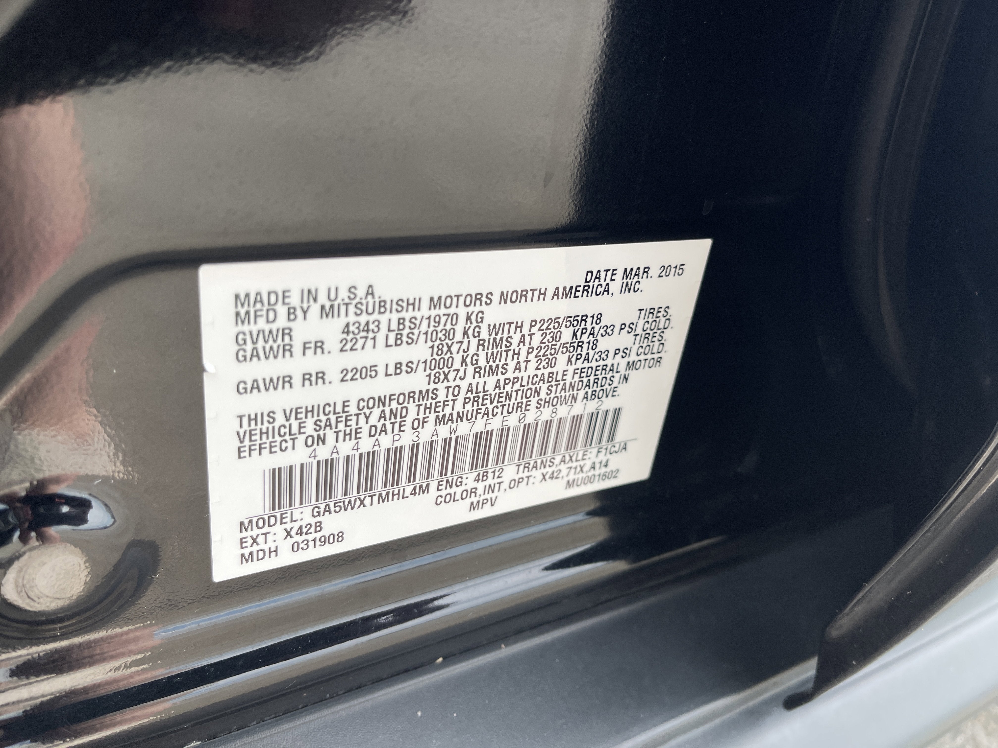 2015 Mitsubishi Outlander Sport 2.4 ES