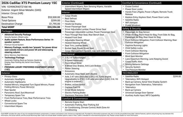2026 Cadillac XT5 Premium Luxury