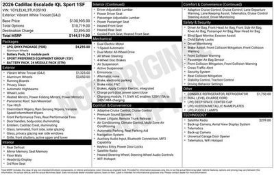 2026 Cadillac ESCALADE IQL Sport