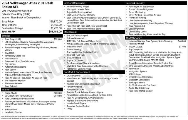 2024 Volkswagen Atlas 2.0T Peak Edition SEL